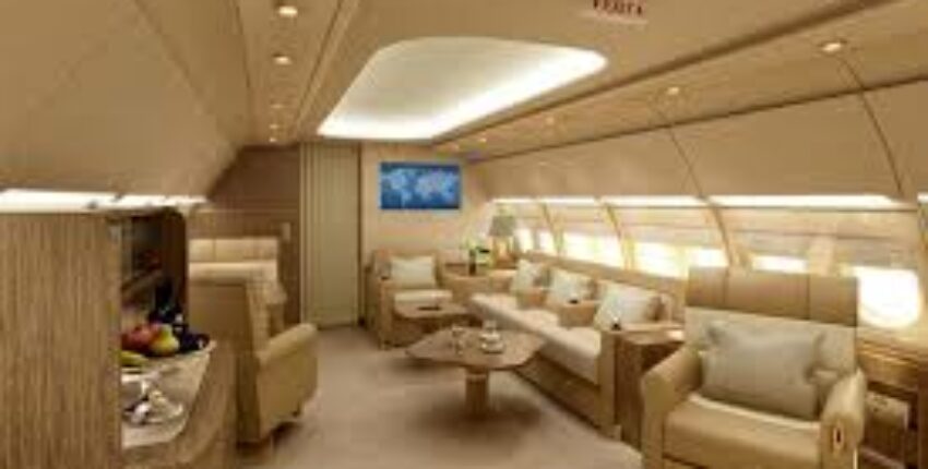 intérieur beige luxueux jet privé A319-CJ