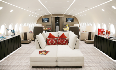 La cabine très luxueuse d'un jet privé
