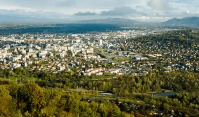 Annemasse ville vue d'un jet privé.