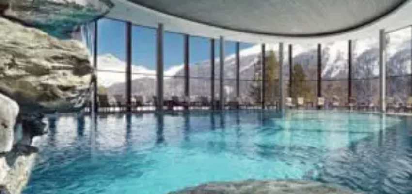 **Alquiler avion privado San Mauricio: piscine intérieure avec vue montagne**