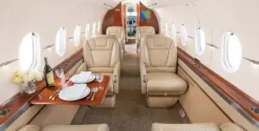 **location de jet privé** : Intérieur luxueux du Hawker 4000.