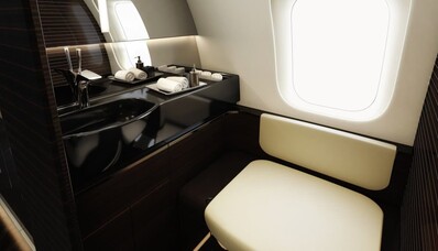 El lujo de los aseos a bordo de un jet privado